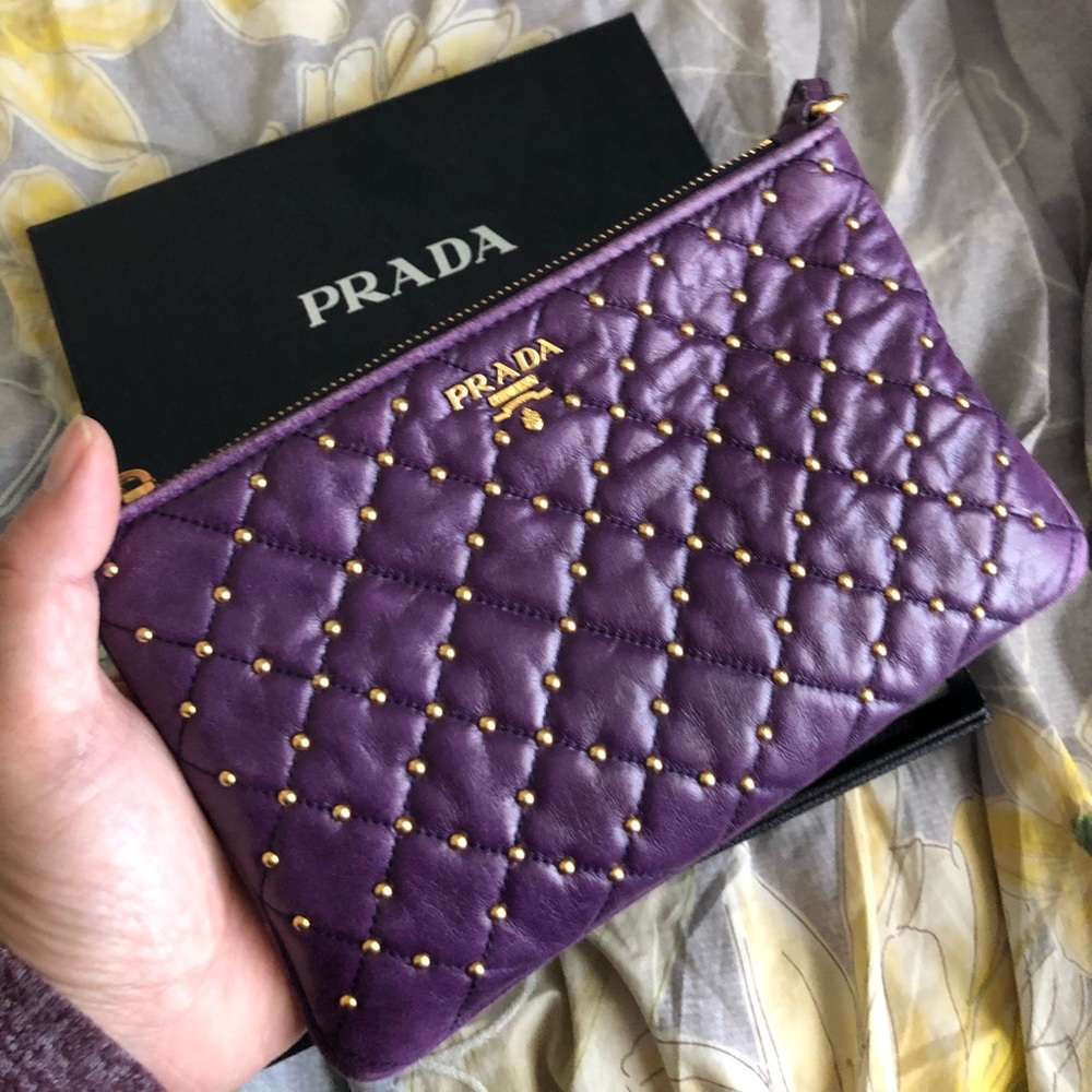 Prada leather wristlet